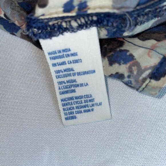 American Eagle Outfitters Babydoll Full‎ Button Strappy Blue Floral Tank Top S - Picture 7 of 10